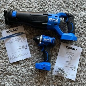 2 Kobalt 24v max power tools. Brushless Reciprocating Saw and Impact Driver.